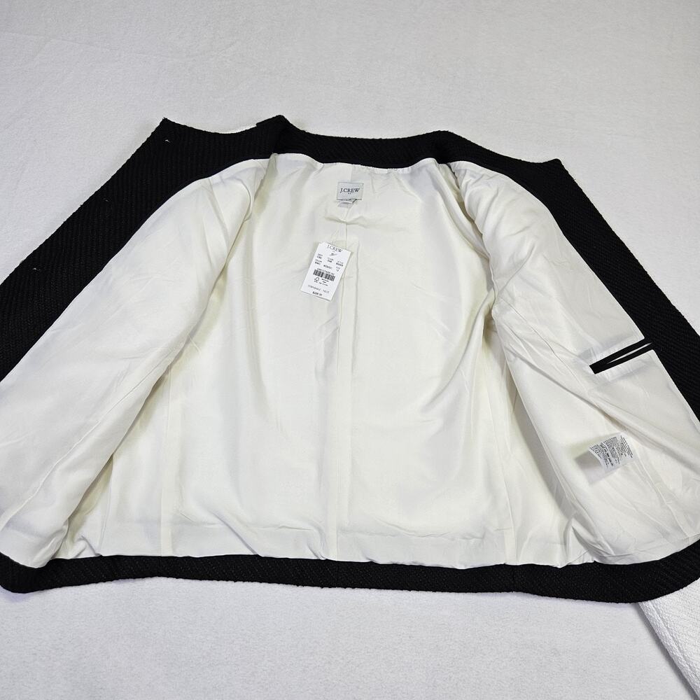 J.Crew Tweed Lady Jacket Womens 12 Black White Preppy Blazer Gold Crested Button - Picture 11 of 16